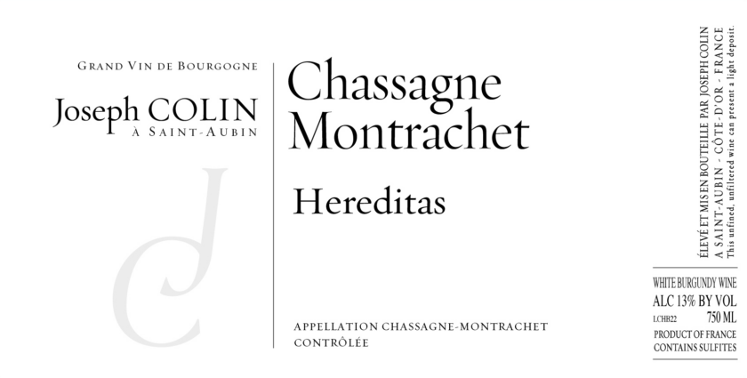 Joseph Colin Chassagne-Montrachet Hereditas 2023