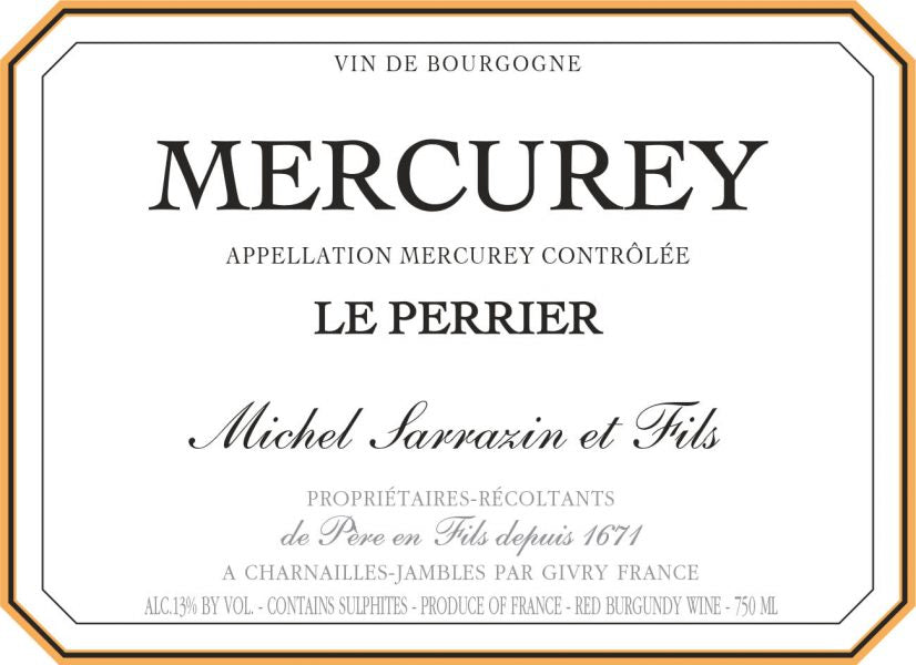 Michel Sarrazin Mercurey Rouge Le Pierrier 2022
