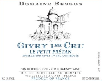 Domaine Besson Givry Rouge 1er Cru Le Petit Pretan 2023