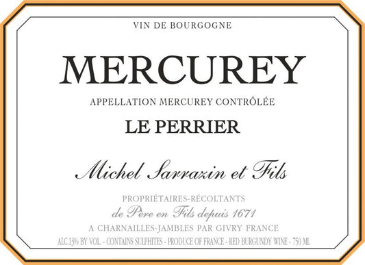 Michel Sarrazin Mercurey Rouge Le Pierrier 2022